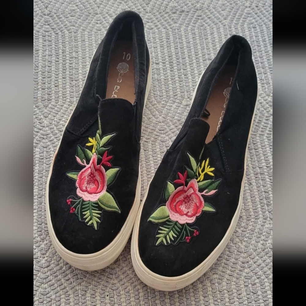 Big Buddha Embroidered Floral Slip-Ons